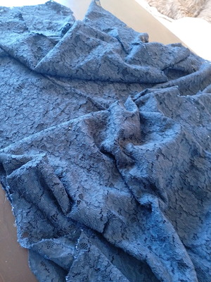 Blue navy lace fabric kainourgio, dimensions 0.65x1.80 m