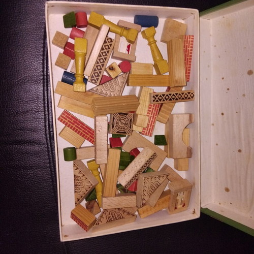 Vintage toy with building blocks used
