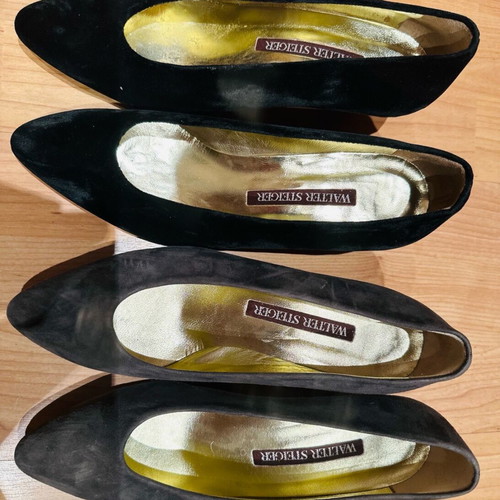 Walter Steiger suede ballerina shoes gray and black like new, 2 pairs