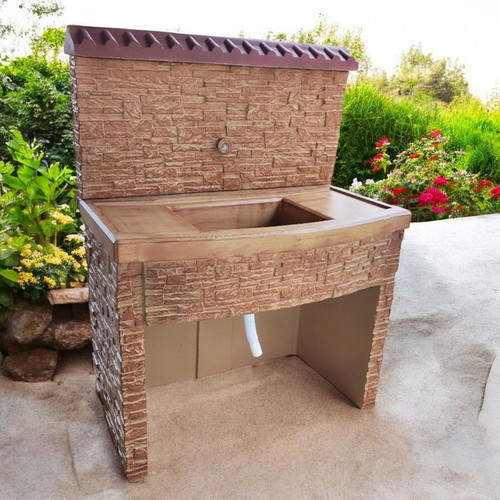 Maria garden fountain in beige and brown concrete, new
