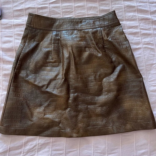 Zara eco leather skirt used, brown mini with buttons