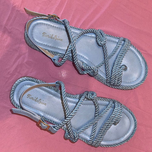 Rope Sandals like new, size 40, blue flat design