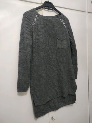 Women's grey blouse dress with silver details in excellent condition