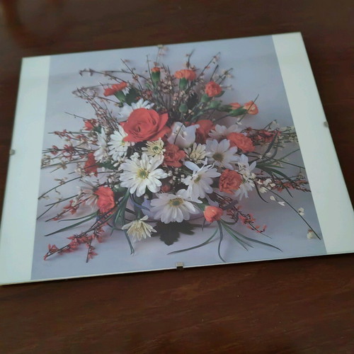 Glass frame with flower poster like new