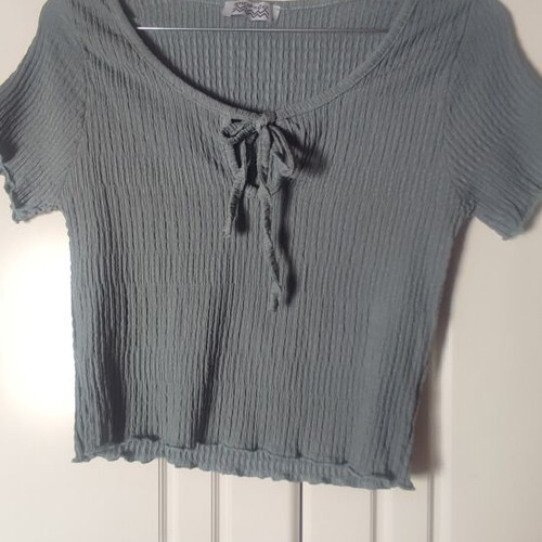 Boho White Top and Teal Crop Top set like new, sizes S/M