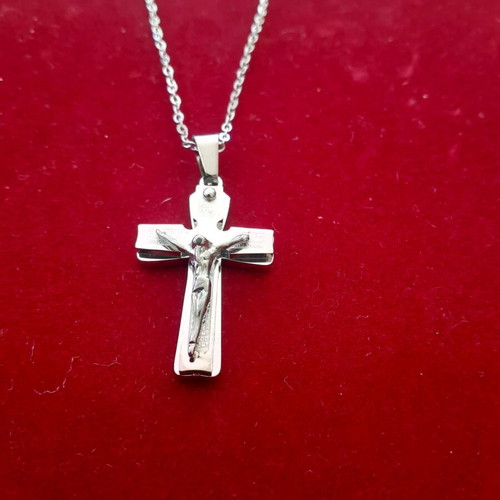 Steel cross men's 12 Survivors new silver