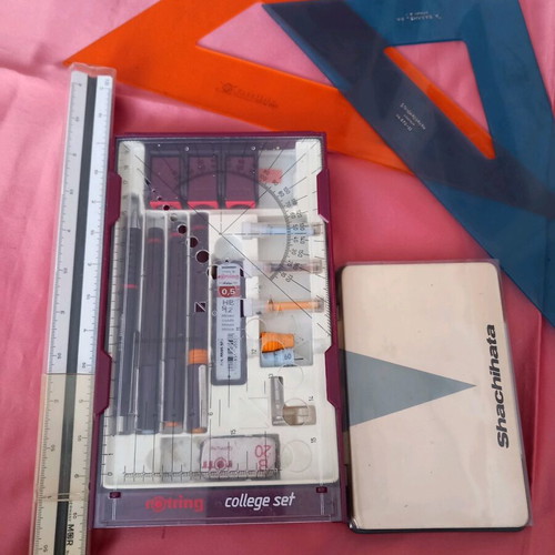 Rapidograph and ruler set like new, complete case