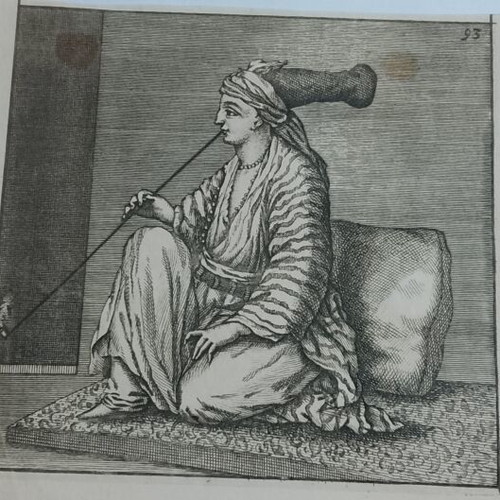 Jeune Juifve 1702 χαλκογραφία, νεαρή Εβραία της Σμύρνης με τσιμπούκι