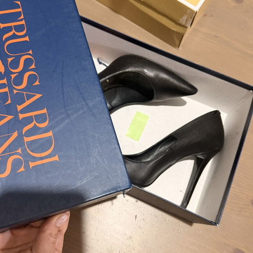 Trussardi Jeans black leather pumps size 38 like new with box