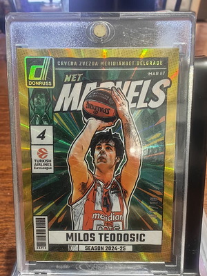 2024-25 Panini Donruss EuroLeague Basketball Net Marvels Gold Laser Parallel card Milos Teodosic