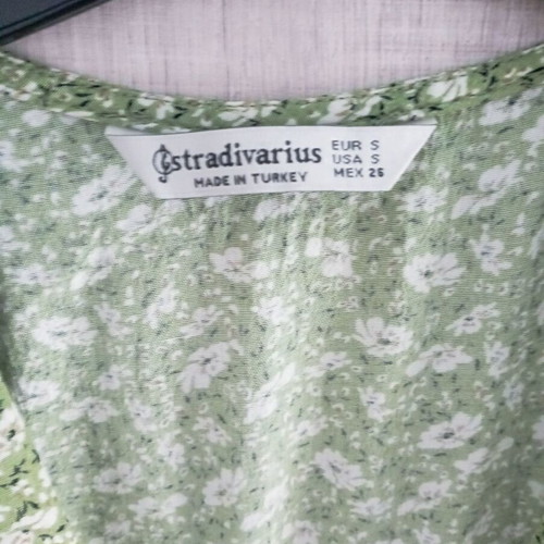Stradivarius summer dress like new, white and green, size S