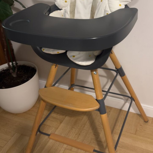 Childhome EVOLU 2 Natural Anthracite 2 in1 highchair with bumper like new