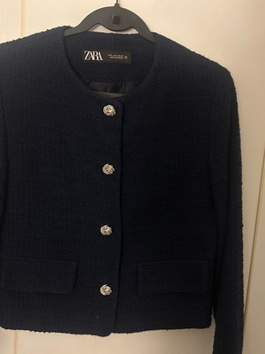 Zara navy blue short jacket like new with gold buttons