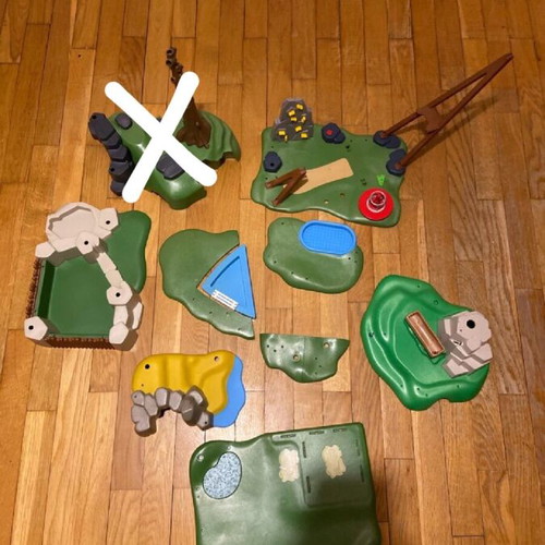Playmobil bases used for playground, pool, garden, farm