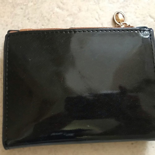 Patent leather wallet like new with zipper, black and brown
