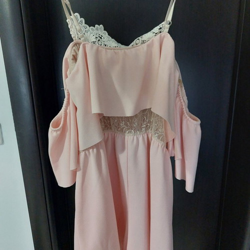 Romantic pink one-piece shorts like new with lace and ruffles