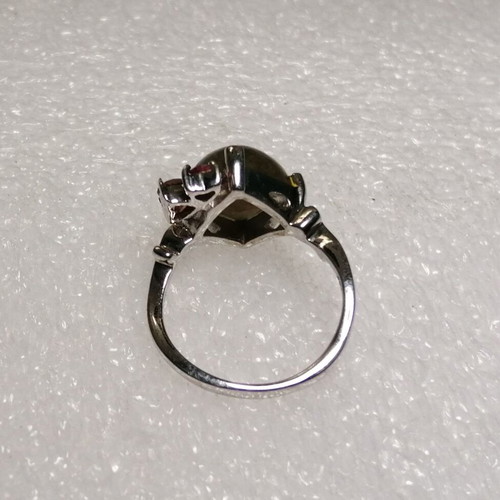 Silver ring 925 with labradorite and tourmaline hearts, new, size 54