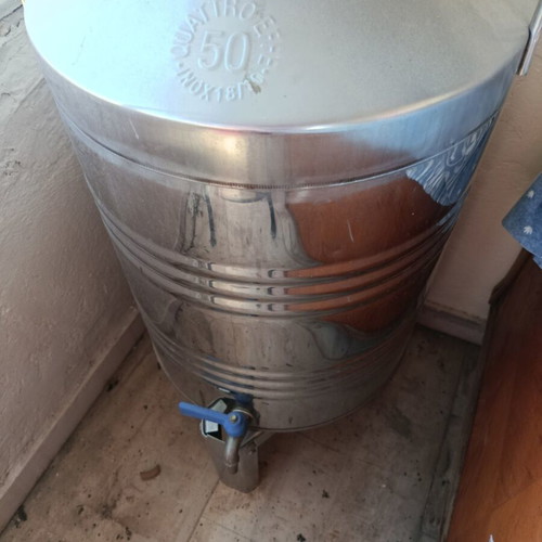 Stainless Steel Oil Container INOX 50L used with Spigot and Rotating Lid