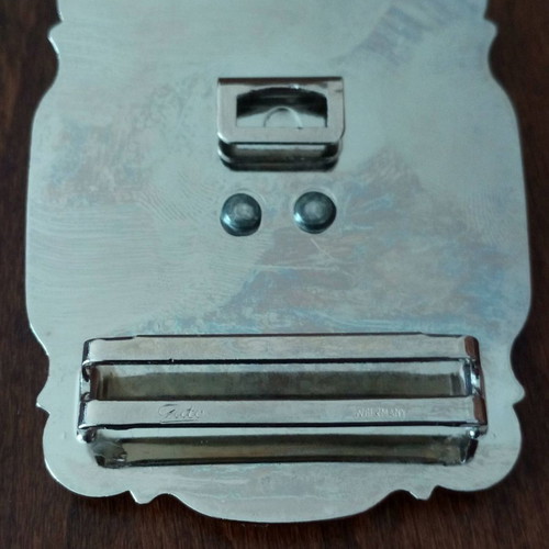 Gutos belt buckle used, silver, collectible vintage 1960