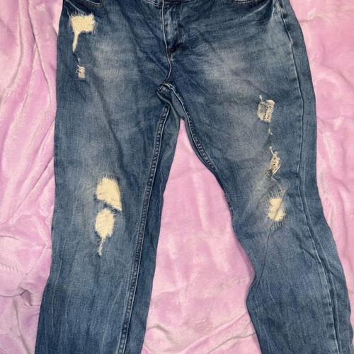 Tally Weill boyfriend jeans like new with rips, blue, size XL