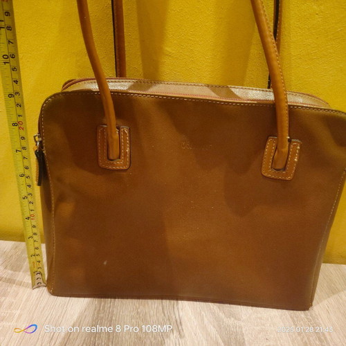 Melanie women's handbag used, brown, leatherette 33x24 cm