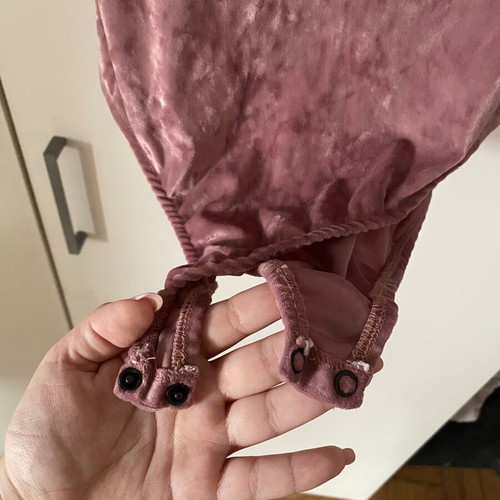 Pull & Bear velour bodysuit with lace, pink and black