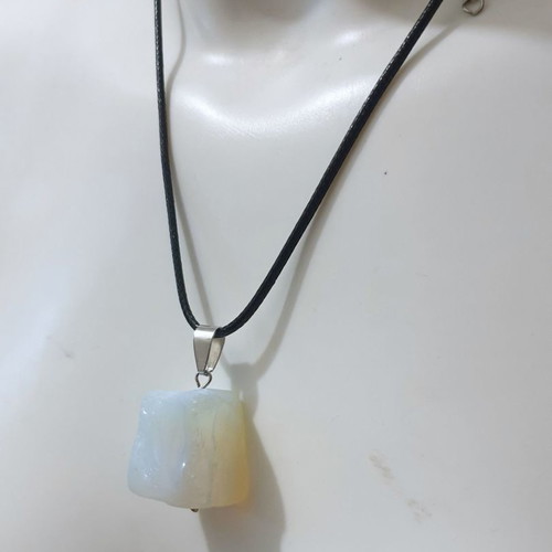 Handmade necklace with raw opal and stainless steel clasp new