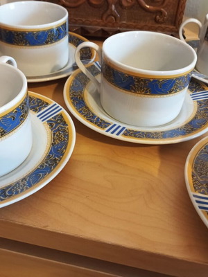 Tea and coffee set 5 cups with saucers used