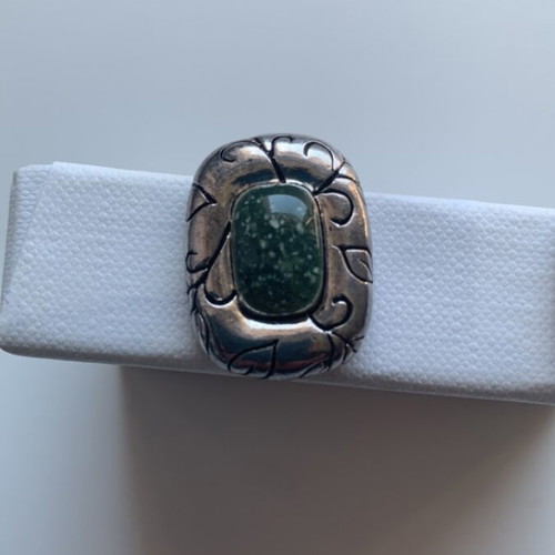 Vintage earrings with semi-precious stones used, nephrite natural stone, clip-on