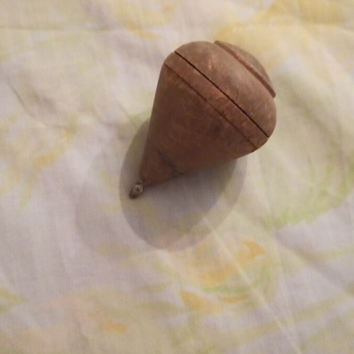 Wooden spinning tops used, set of 2 from the 80s