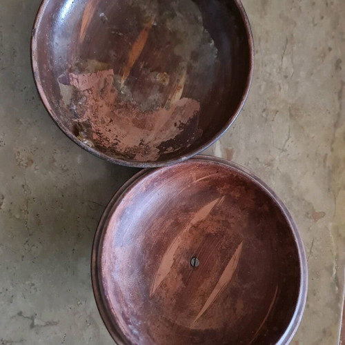 Clay fruit bowl used, old, 20 cm diameter