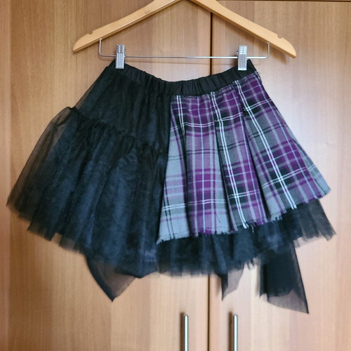 Petticoat tartan skirt used, goth punk handmade details