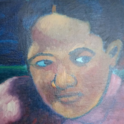Vintage painting 1986 used, Paul Gauguin Women of Tahiti copy 40x50 cm