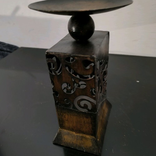 Metal decorative candle holder in bronze color like new