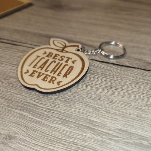 Wooden Keychain Best Teacher Ever new, apple shape