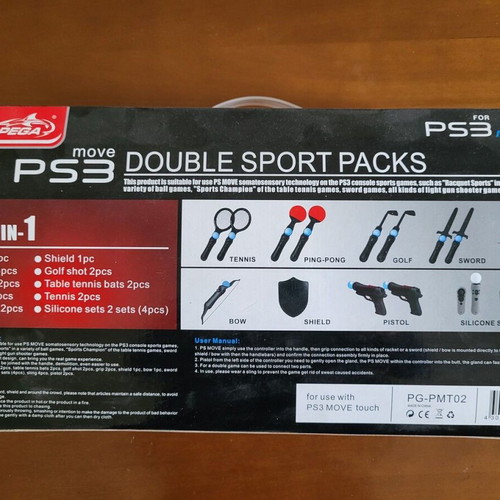 PS3 Move PEGA 22-in-1 Double Sport Packs accessory set like new