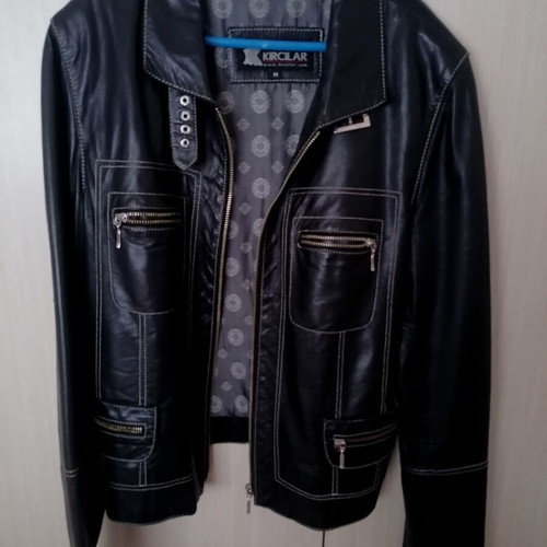 Leather jacket crop women's medium used, black