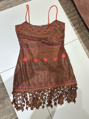 Pin-Up Stars PC097A dress made of faux leather like new, brown and orange