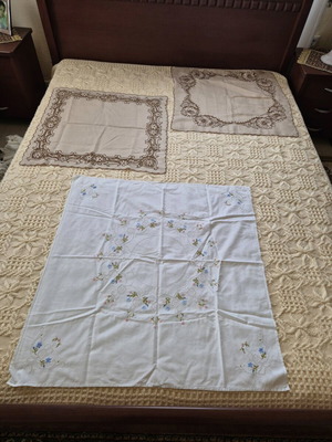 Machine Cutwork Table Linens Set of 3 New