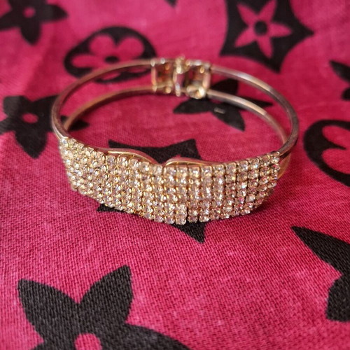 Bracelet bangle used with zircon, geometric design, multicolor