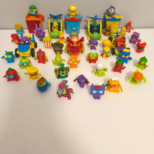 Superzings collection used, 43 figures, 5 vehicles and 3 secret hideouts
