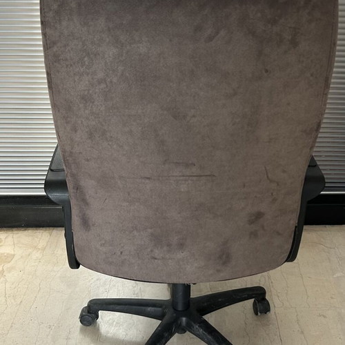Office chair used, brown velvet fabric, adjustable height and tilt