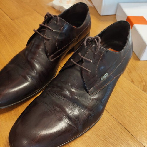 Boss men's leather lace-up shoes size 44, dark brown