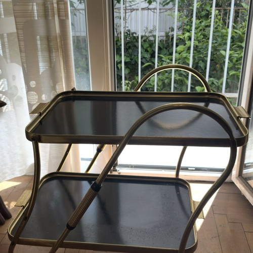 Bar cart with 1970s Hollywood Regency design