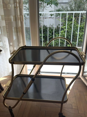 Bar cart with 1970s Hollywood Regency design