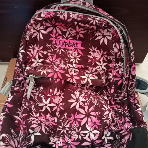 School bag used, floral pattern