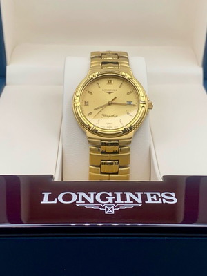 Longines Flagship μεταχειρισμένο ανδρικό ρολόι με χρυσό καντράν και κουτί