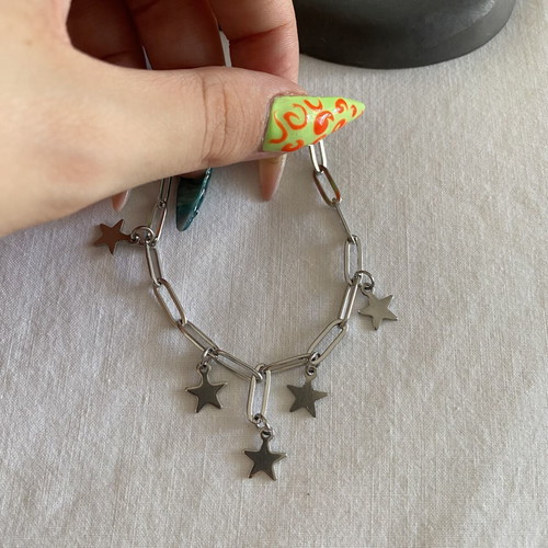 Steel jewelry set silver color, new