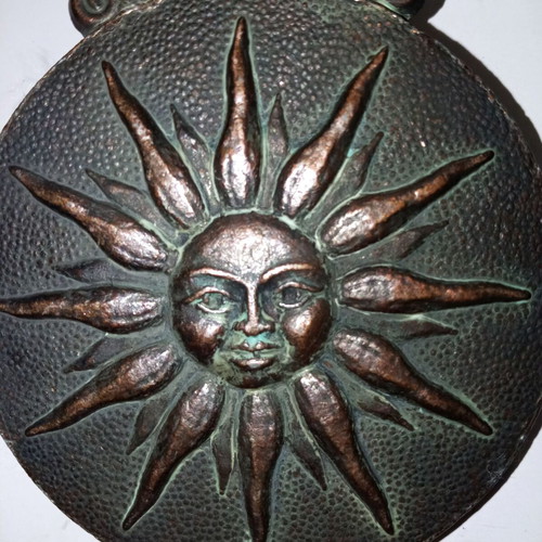 Vintage bronze Med Sun Lines paper clip with Aphrodite figure