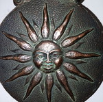 Vintage bronze Med Sun Lines paper clip with Aphrodite figure